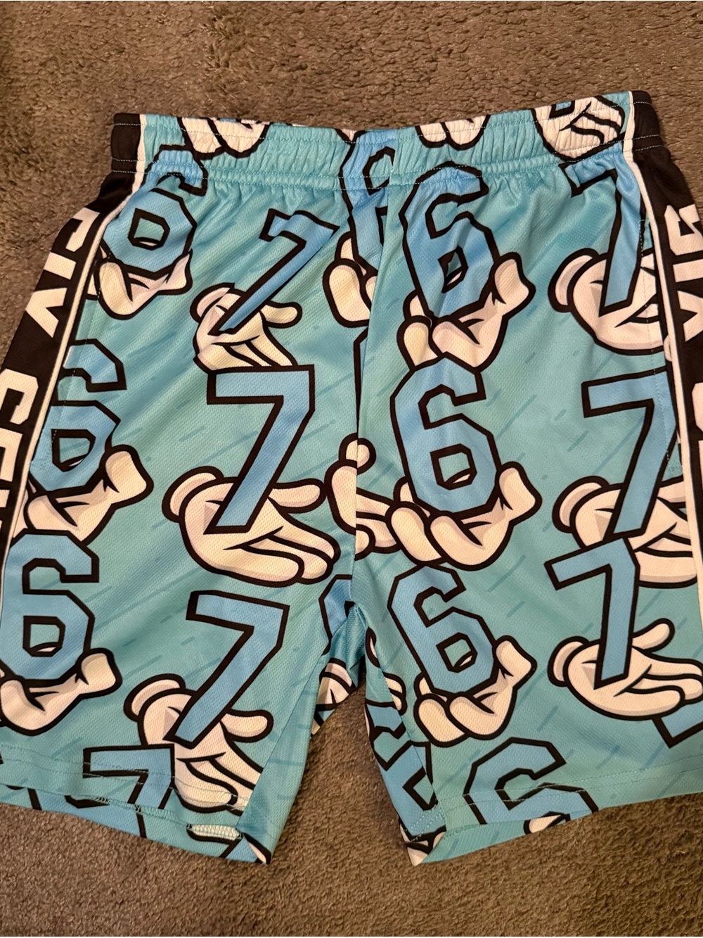 Kids Blue Graphic Athletic Shorts